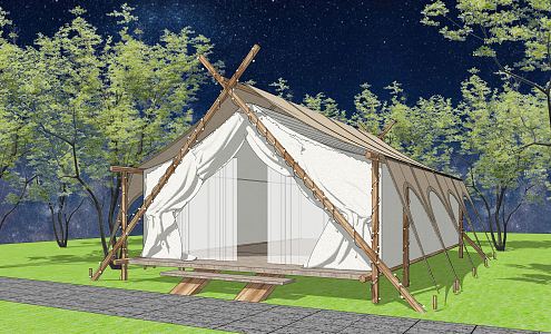 Modern Tent Camping Tent Park Landscape Leisure Holiday Activity Camp 3d model