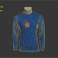 Blue Long Sleeve T Shirt With Red Emblem Design For Casual Daily Wear