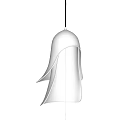 Two White Chandeliers with Unique Shell like Design Glossy Finish and Illuminated Interior