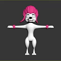 Animated Game Character With White Body Pink Hat Playful Expression And Outstretched Arms