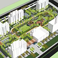 Residential Landscape Community Layout With Central Green Park And Pedestrian Paths