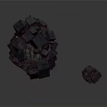 Wood Stone Material Dark Cubes Irregularly Stacked One Larger One Smaller Gray Gradient Background 3d model