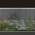 Tranquil Courtyard Garden With Red Maple Tree Green Shrubs Stones And Slatted Screen Lighting