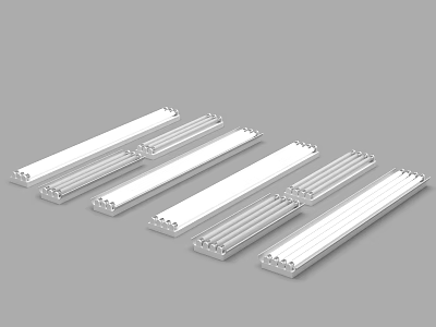 White Long Strip Chandeliers Neatly Arranged for Modern Ceiling Lighting 3d model