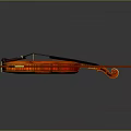 Shiny Orange Wooden Violin With Bow On Gray Background And Clear Reflection