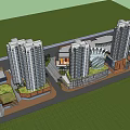 Modern Commercial Street With High Rise Buildings Shops And Palm Trees