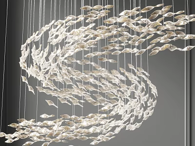 Elegant Modern Crystal Chandelier With Swirl Flowing Glass Elements Hanging Decorative Design 3d model