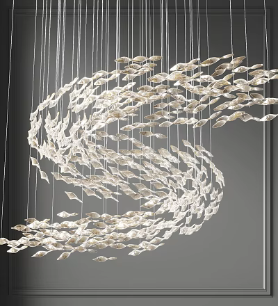 Elegant Modern Crystal Chandelier With Swirl Flowing Glass Elements Hanging Decorative Design 3d model