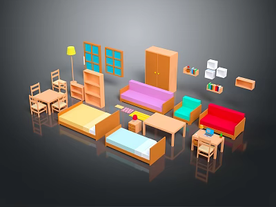 Modern Colorful Entrance Cabinet And Side Cabinet With Living Room Furniture Set And Storage Design 3d model
