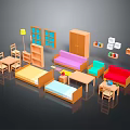 Modern Colorful Entrance Cabinet And Side Cabinet With Living Room Furniture Set And Storage Design