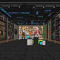 Modern Collectibles Specialty Store Interior With Shelves Display And Colorful Lighting