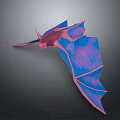 Game Movie Character Pink Blue Gradient Bat with Translucent Wings 3d model