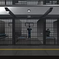 Prison Cells With Metal Barred Doors Beds Desks And Inmates Inside