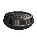 Round Garden Ornament Tray With Ripple Texture And Black Rim Design