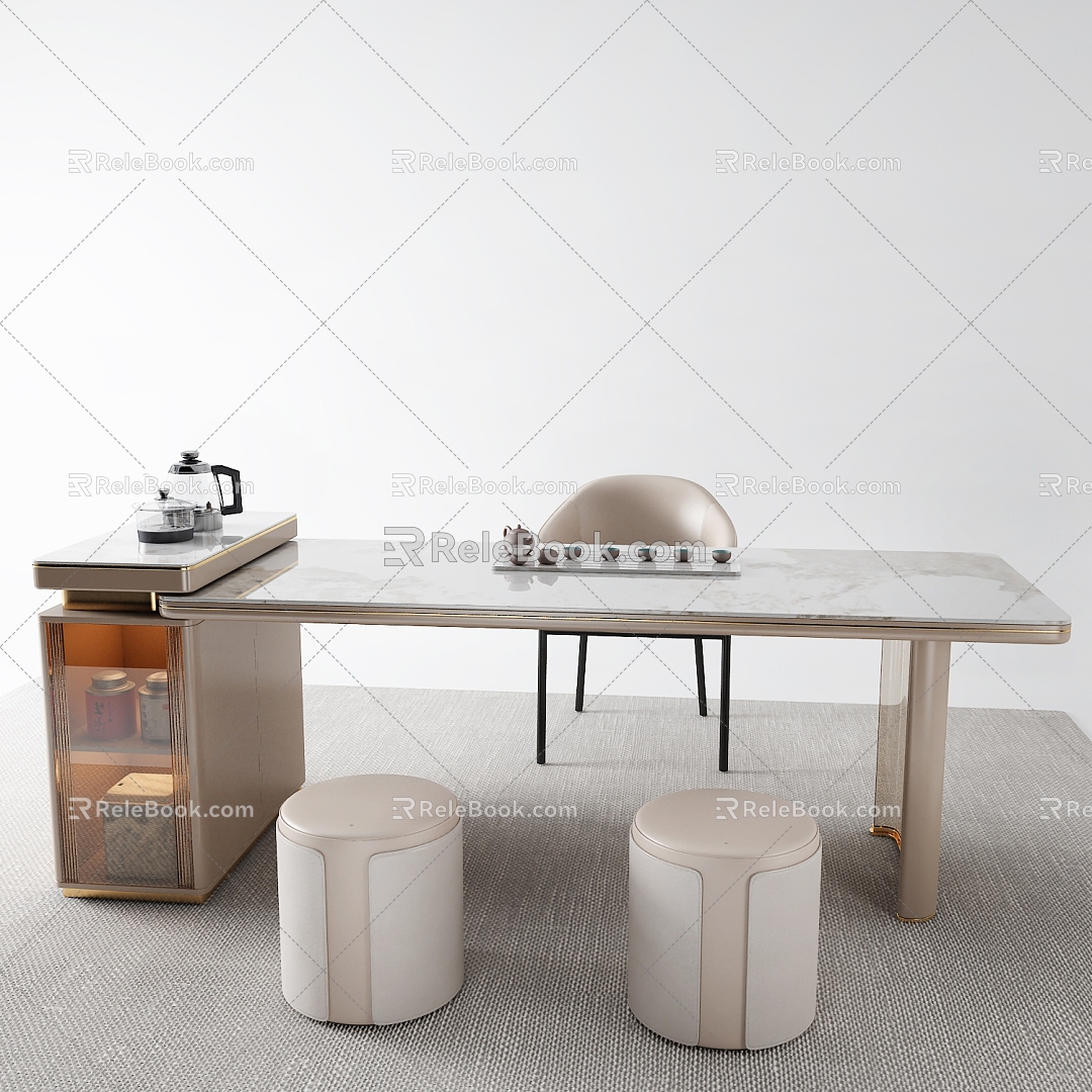 modern tea table and chair 3d model