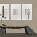 Triptych of Quiet Wind Decorative Painting Combination 3d model