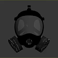 Black Military Weapon Protective Gas Mask With Dual Filters And Clear Visor