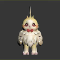 Adorable 3D Game Movie Character With Yellow Feathers Red Bow Tie And Red Eyes