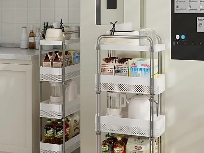 Kitchen Storage Shelf With Multiple Tiers Organizing Jars Boxes And Supplies 3d model