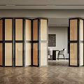 Folding door wooden screen partition 3d model