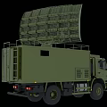 Military Green Functional Vehicle Equipped With Large Radar Antenna On Top
