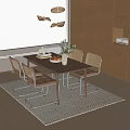 Quiet wind dining table and chair combination chandelier 3d model