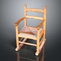 Classic Wooden Rocking Chair With Woven Seat And Armrests In Light Wood Tone