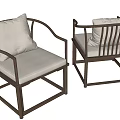 Modern Wooden Frame Dining Chairs With White Cushions And Slatted Backrest