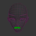 Black Mannequin Head With Realistic Brown Mustache And Smooth Surface Details