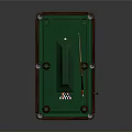 Classic Green Felt Billiard Table With Wooden Legs Lamp Shade Cue Stick And Balls