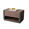 Modern Walnut Wooden Bedside Table With Book And Lemons On Top Surface