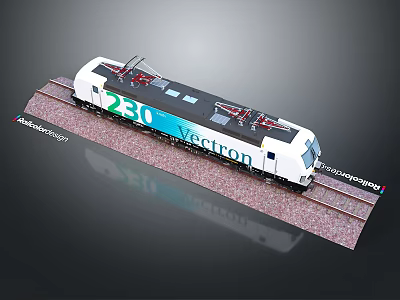 Vectron 230 Electric Train Model on Railway Track with Detailed Design 3d model