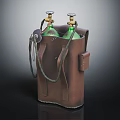 Commercial Equipment With Two Green Gas Cylinders In Brown Leather Case And Metal Valves