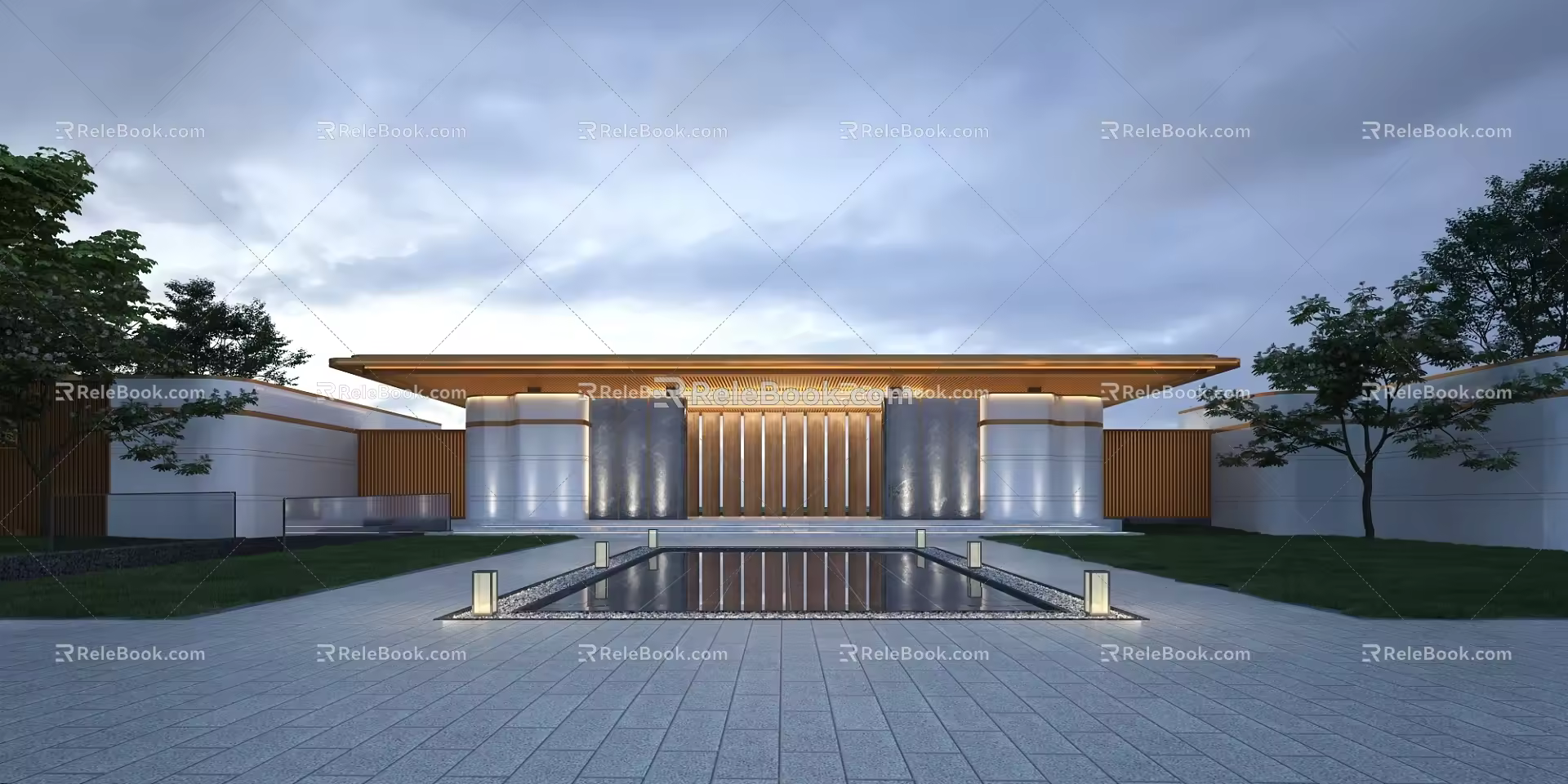 Modern Sales Office Building Entrance Community Gate 3d model