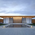 Modern Sales Office Building Entrance Community Gate 3d model