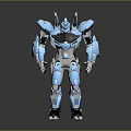Blue Mechanical Robot Character With Futuristic Metallic Structure And 3D Model Design
