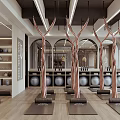 Modern Yoga Studio Interior With Mats And Aerial Yoga Equipment
