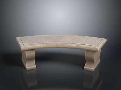 Stone Arched Garden Bench With Textured Surface And Sturdy Support Legs 3d model