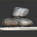 Natural Wooden Board With Stacked Smooth Stone Rocks And Natural Textured Surface