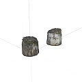 Two Natural Wooden Stumps With Stone Textured Surfaces And Mossy Details