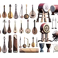 Various Traditional Chinese Musical Instruments Collection Featuring Pipa Drums And String Instruments