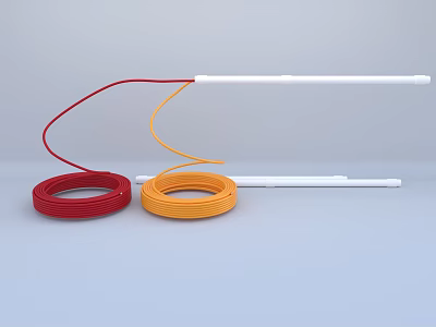 Hardware Tools Featuring Red And Orange Cable Reels With White Rods 3d model
