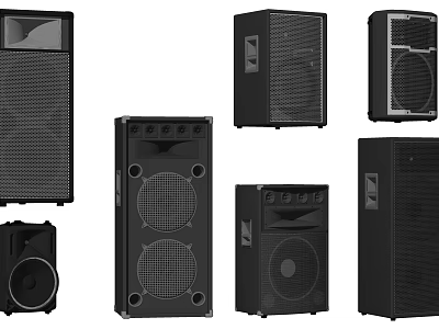 Various Black Speaker Models With Diverse Designs For Sound Systems 3d model