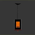 Black Square Base Industrial Equipment With Orange Glowing Element And Conical Top