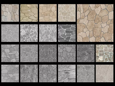 Garden Path Paving With Various Stone Textures And Color Design Patterns 3d model