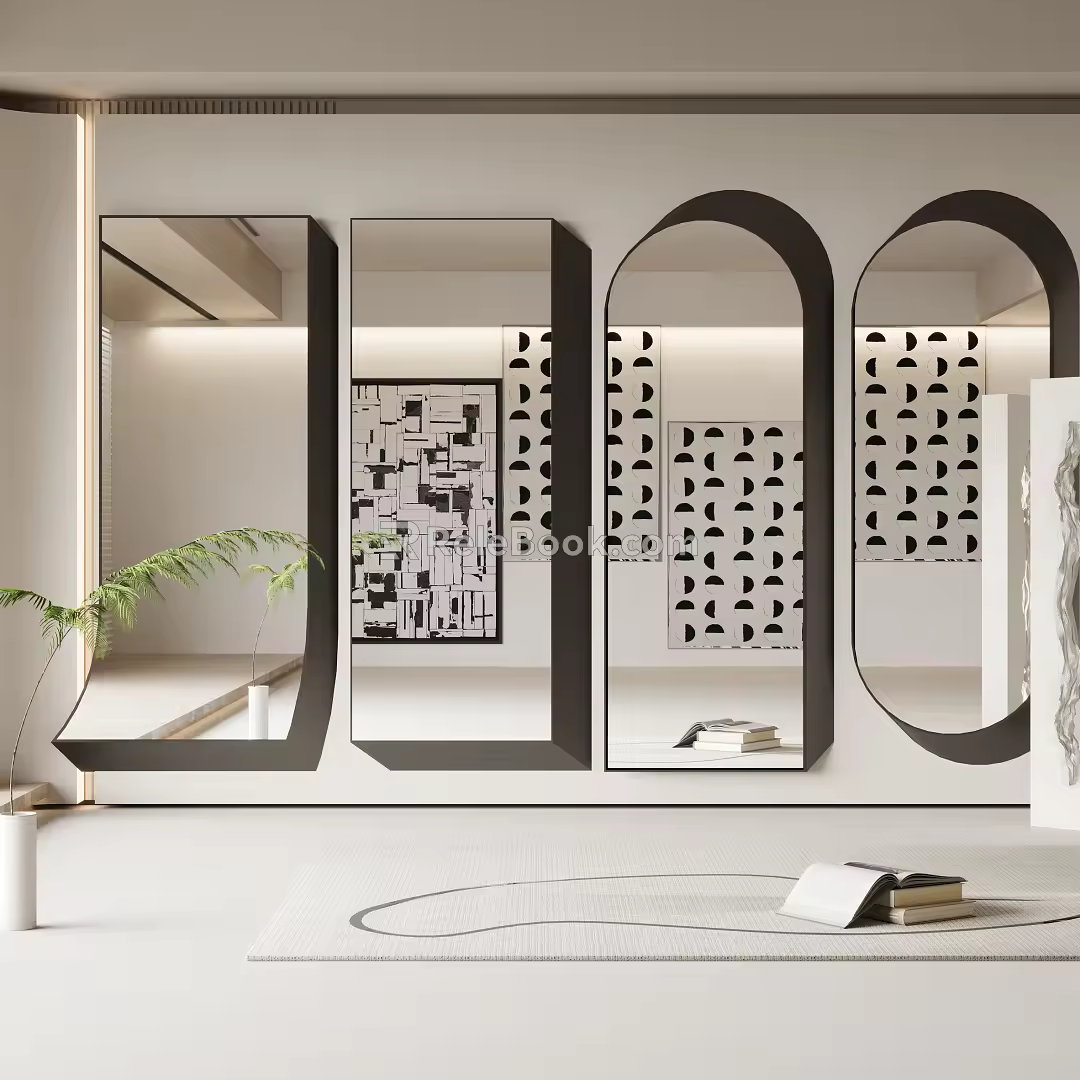 Full-length mirror Modern mirror Cream decoration 3d model