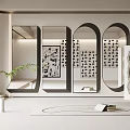 Full-length mirror Modern mirror Cream decoration 3d model