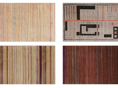 Square Rugs With Striped And Geometric Patterns In Various Warm Color Tones 3d model