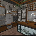 Cel Specialty Store Interior With Clothing Displays Wooden Shelves Green Plants And Pendant Lights
