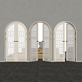 French double door glass double door 3d model